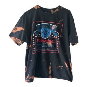 Custom Bleach Dyed Budweiser Graphic Tee – Size XL